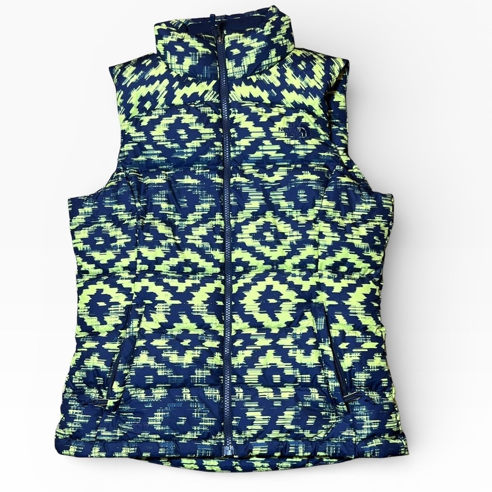 The North Face Nuptse 2‎ Down Puffer Vest 700 Fill Small Green Blue Cosmic Geo
